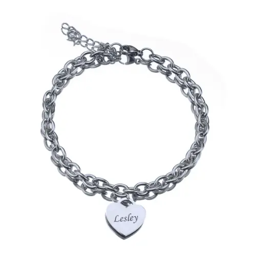 (*Autumn Sale*) Personalized Heart Engraved Bracelet W/ 1-5 Charms