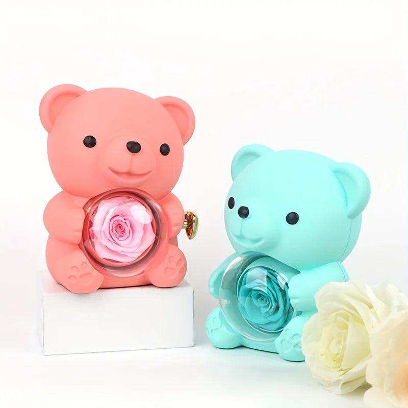 (*Mother's Day Sale*) Eternal Rose Bear With Engraved Necklace
