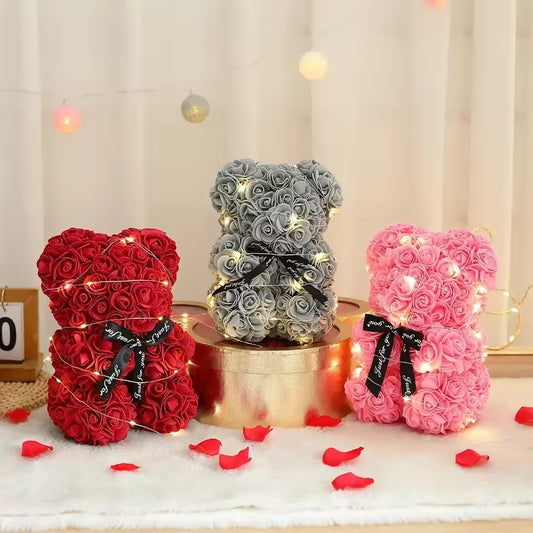(*Autumn Sale*) Luxury Rose Bear With Fairy Lights