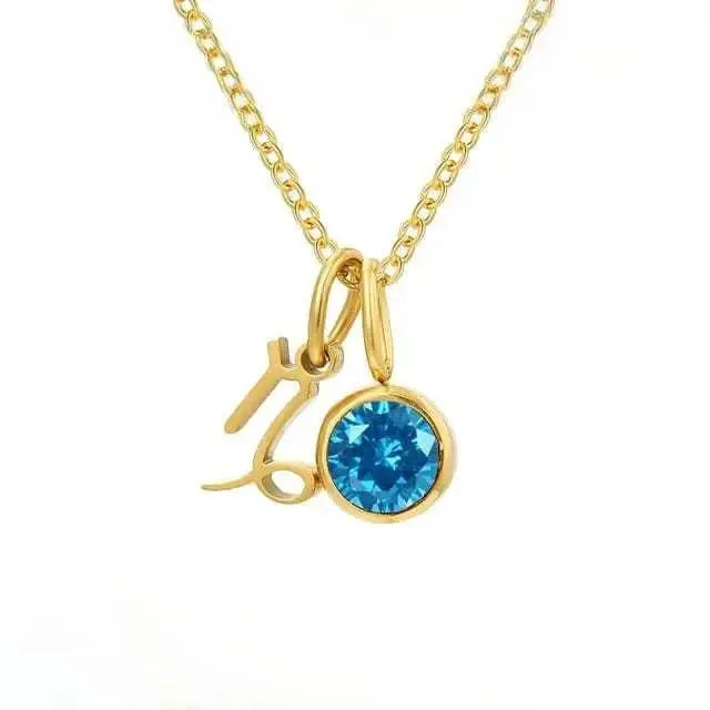 (*Summer Sale*) Birthstone & Zodiac Double Pendant Necklace