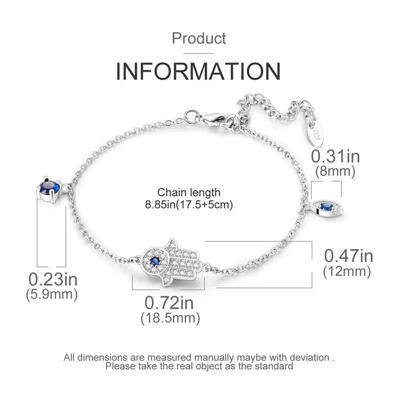 Sterling Silver Hamsa Hand Bracelet