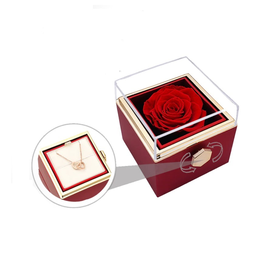 (*Autumn Sale*) Eternal Rose Box Set W/ Engraved Necklace & Eternal Rose
