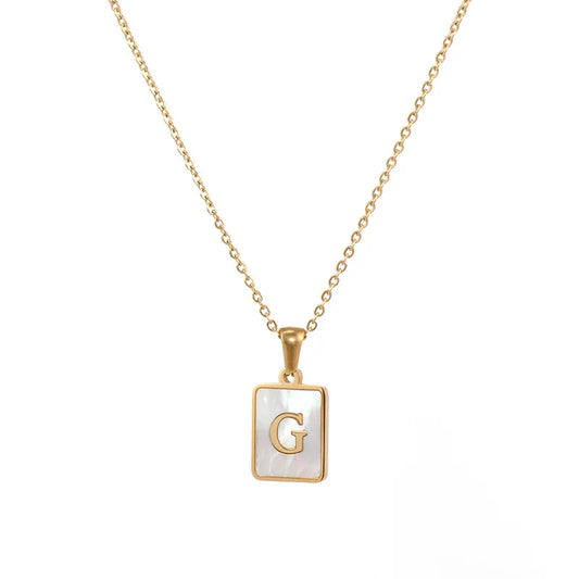 (*Autumn Sale*) Mother of Pearl Initial Necklace