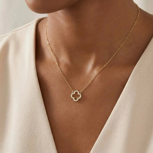 Sterling Silver Hollow Clover Necklace