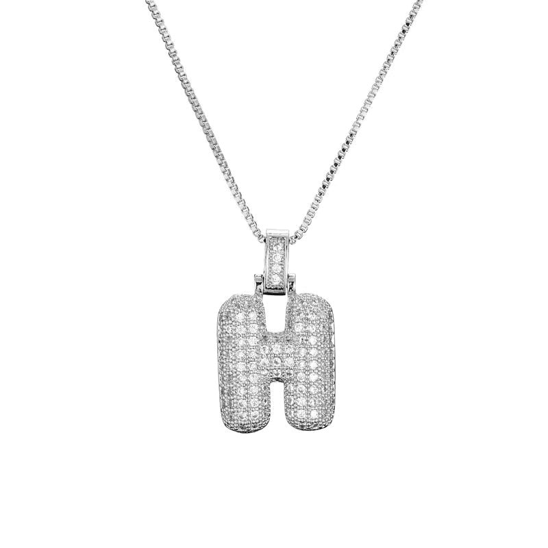 Chunky Ice Letter Initial Necklace