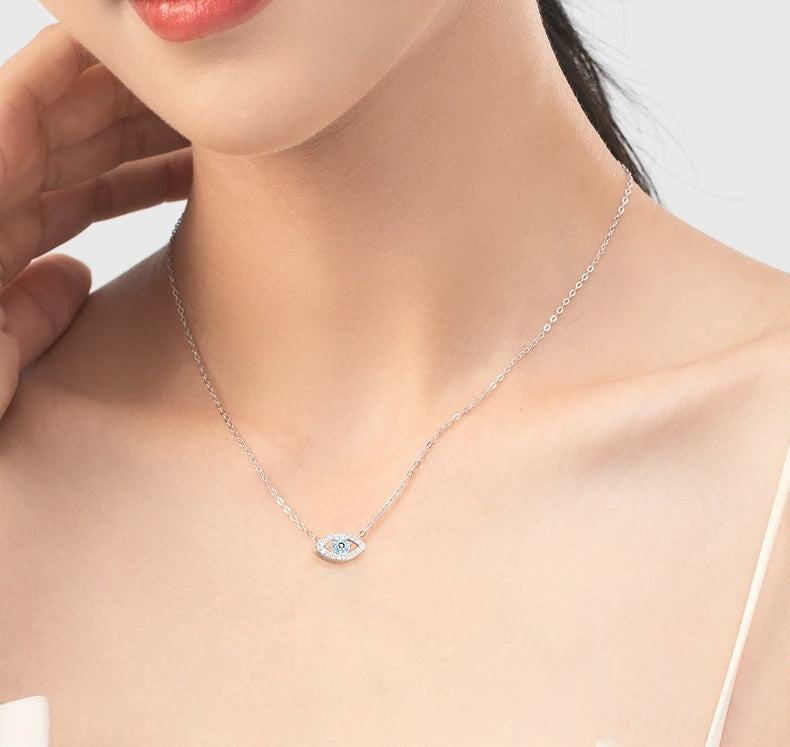 (*Spring Sale*) Sterling Silver Evil Eye Necklace