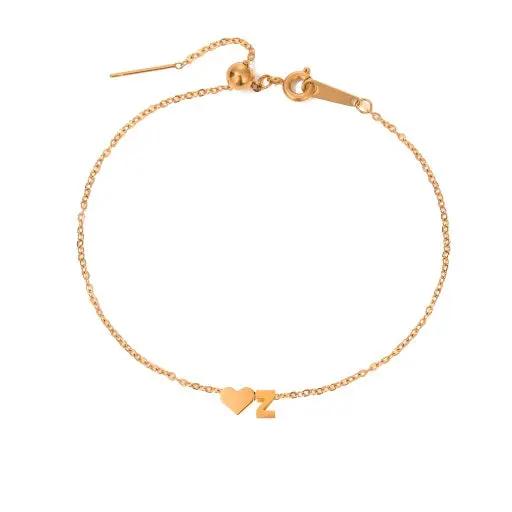 (*Autumn Sale*) Dainty Sweet Heart Initial Bracelet