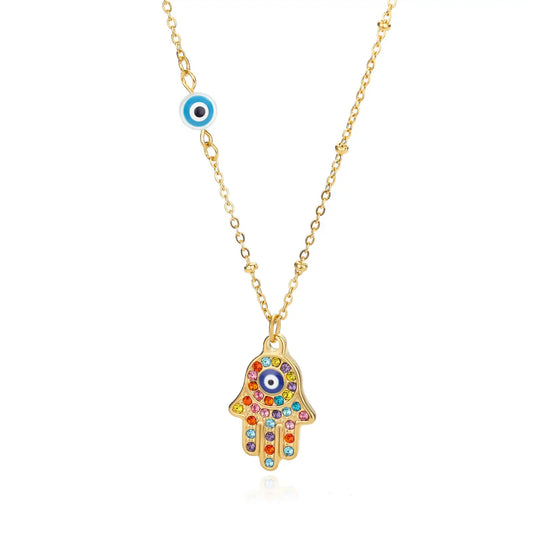 Hamsa Hand Evil Eye Necklace