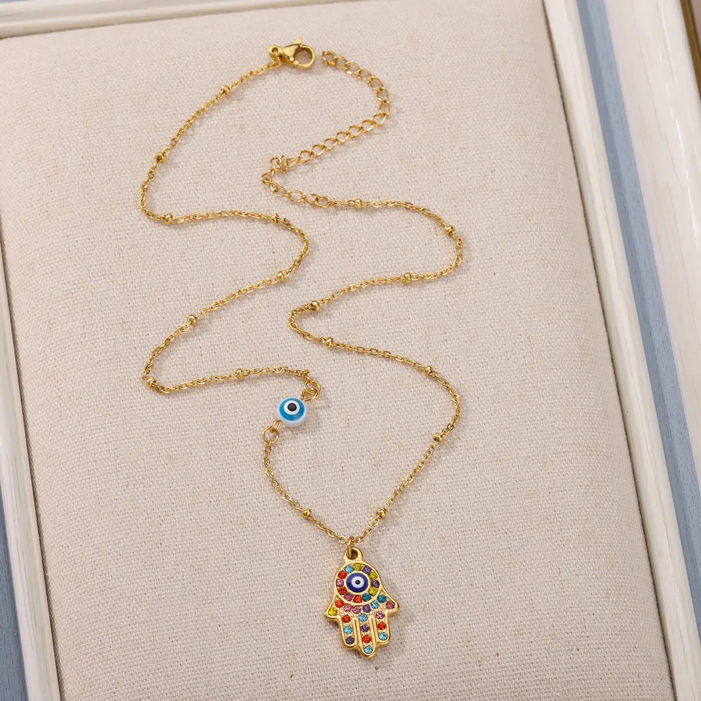 Hamsa Hand Evil Eye Necklace