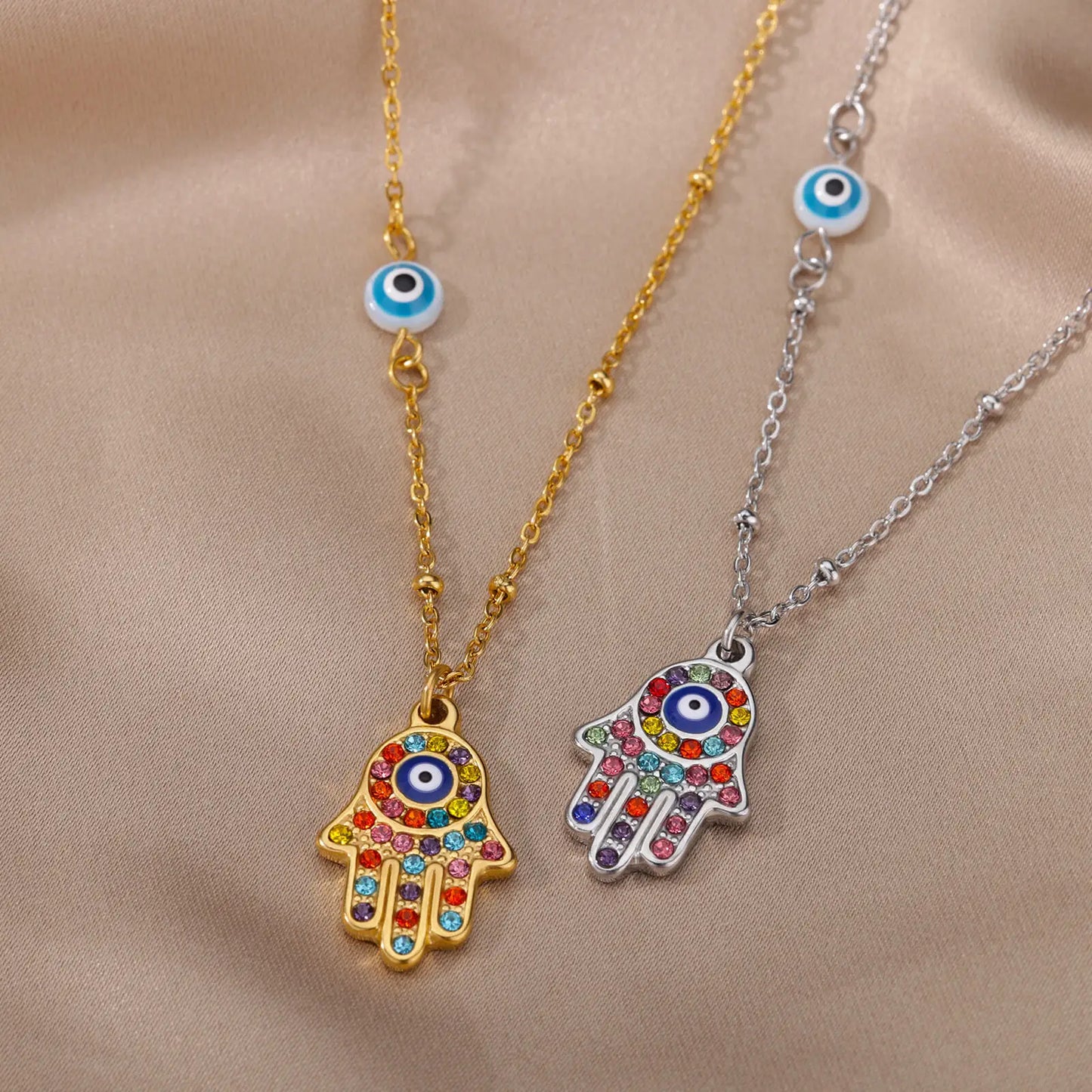 Hamsa Hand Evil Eye Necklace