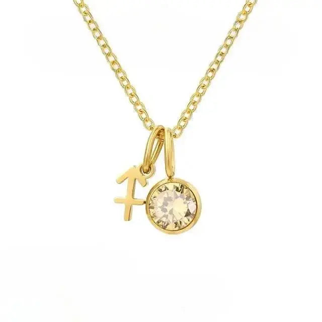 (*Summer Sale*) Birthstone & Zodiac Double Pendant Necklace