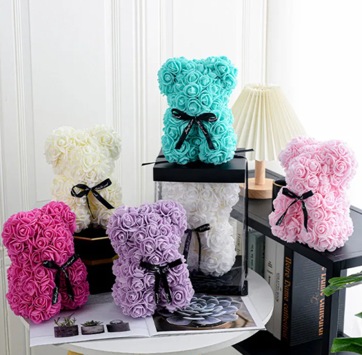 (*Autumn Sale*) Luxury Rose Bear With Gift Box 20cm