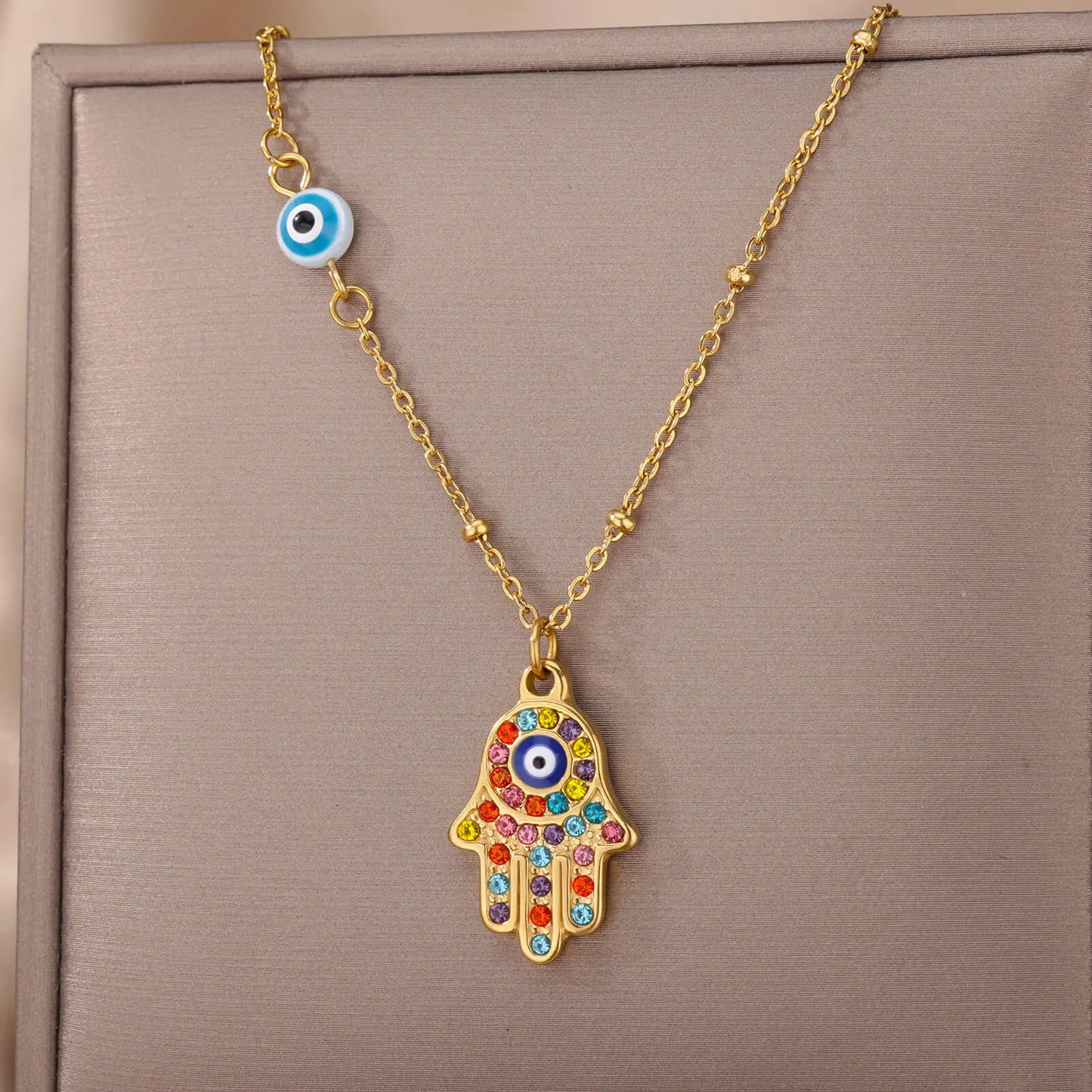 Hamsa Hand Evil Eye Necklace