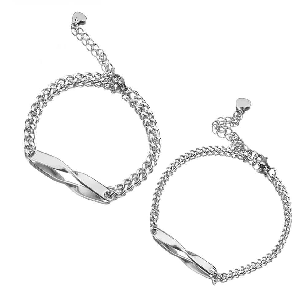 Infinity Love Engraved Couple Bracelets Set