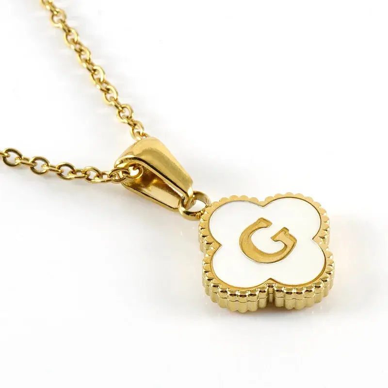 (*Autumn Sale*) Pearl Clover Initial Necklace