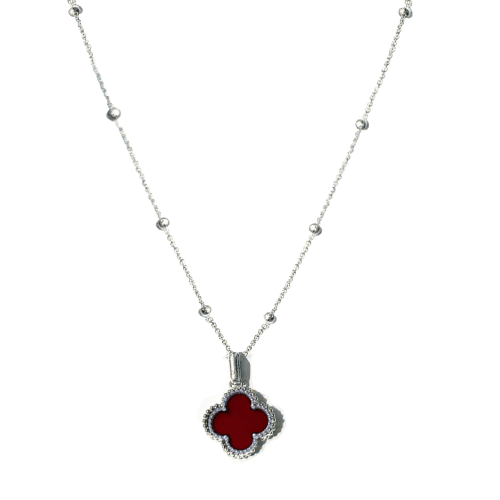 (*Autumn Sale*) Black Onyx Clover Pendant Necklace