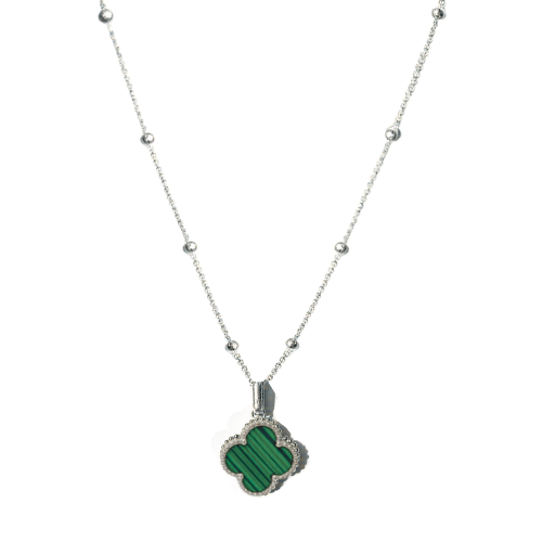 (*Autumn Sale*) Black Onyx Clover Pendant Necklace