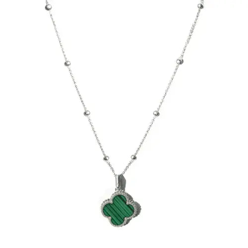 (*Autumn Sale*) Black Onyx Clover Pendant Necklace