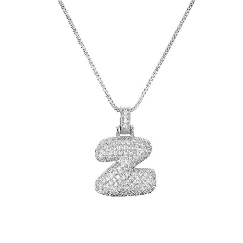 Chunky Ice Letter Initial Necklace
