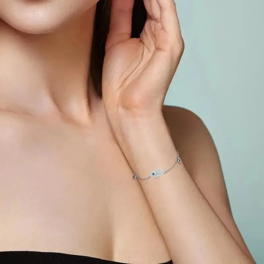 Sterling Silver Hamsa Hand Bracelet