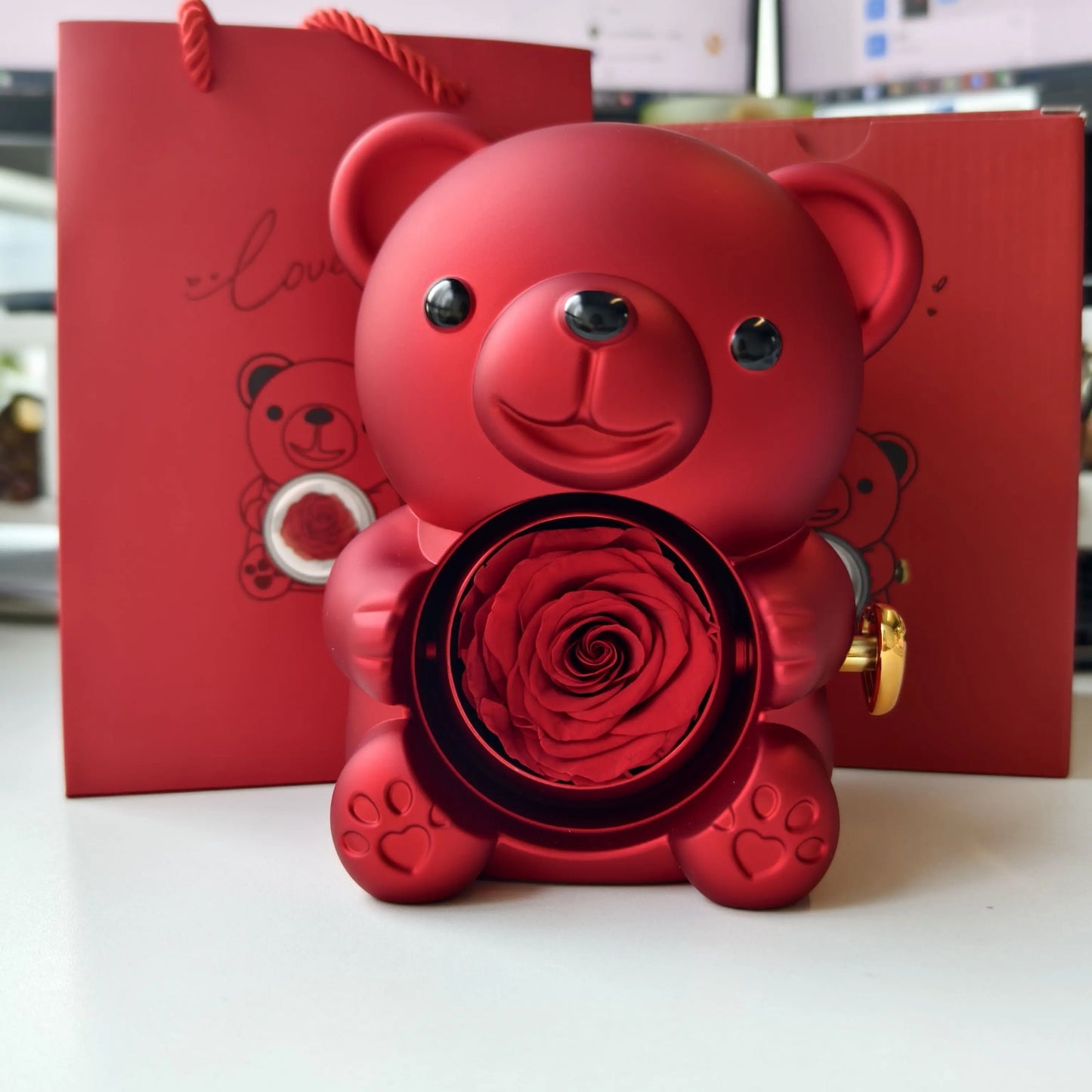 (*Mother's Day Sale*) Eternal Rose Bear With Engraved Necklace