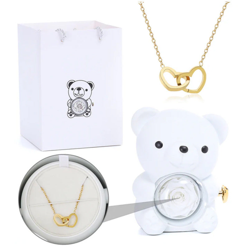 (*Mother's Day Sale*) Eternal Rose Bear With Engraved Necklace