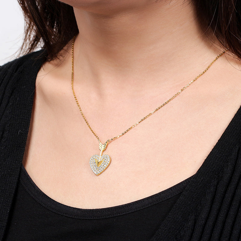 Cupid's Heart Gold Diamond Necklace