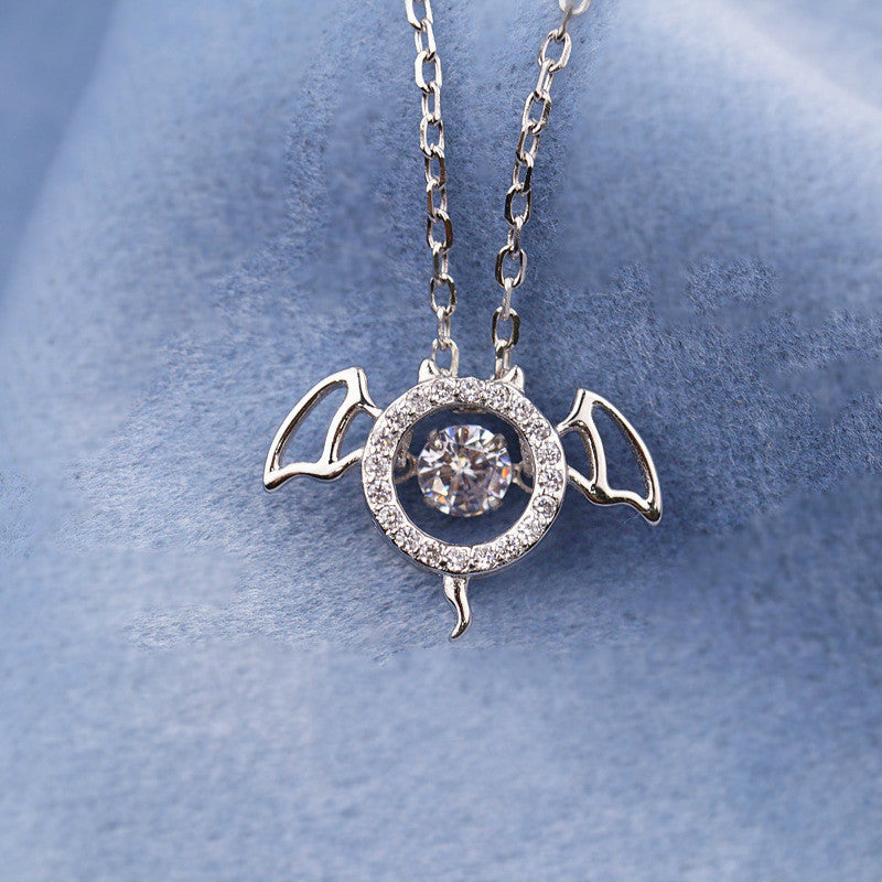 Sterling Silver Bat Diamond Pendant