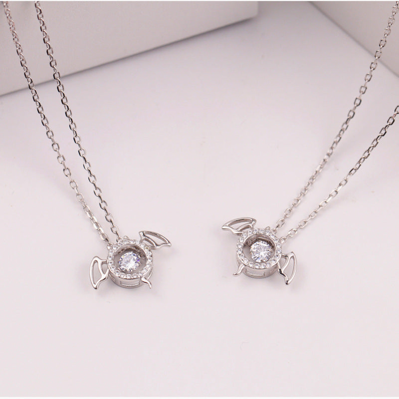 Sterling Silver Bat Diamond Pendant