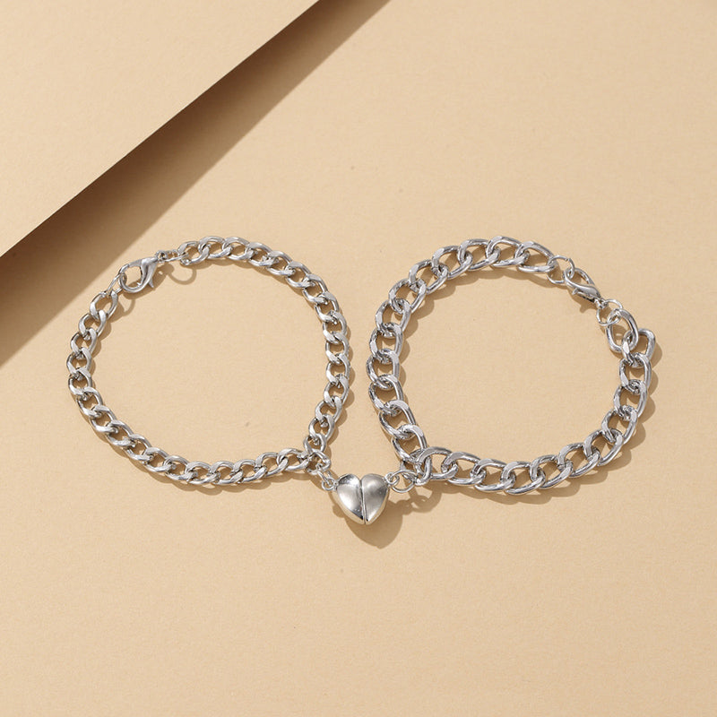 Magnetic Heart Charm Bracelet Set