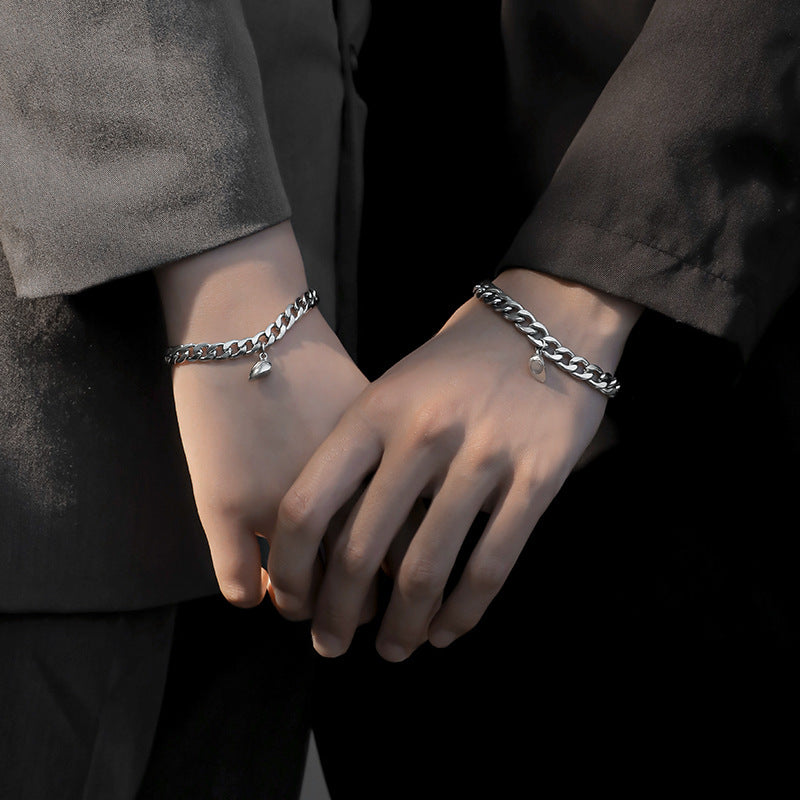 Magnetic Heart Charm Bracelet Set