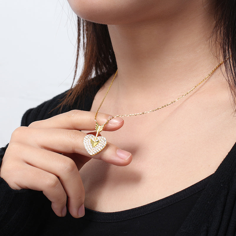 Cupid's Heart Gold Diamond Necklace