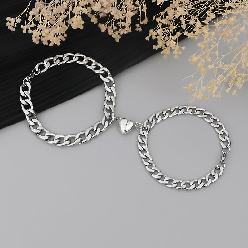 Magnetic Heart Charm Bracelet Set