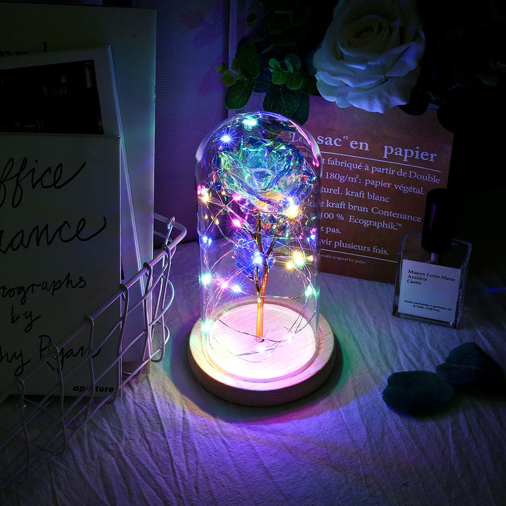Exclusive Eternal Galaxy Rose LED Flower in Glass Dome