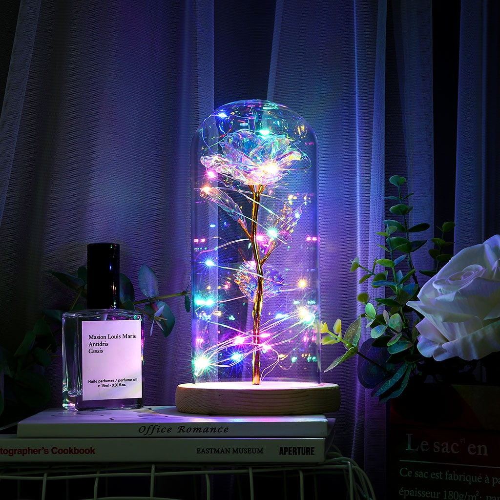 Exclusive Eternal Galaxy Rose LED Flower in Glass Dome