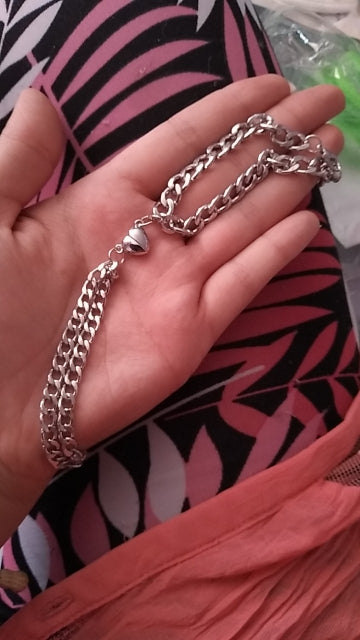 Magnetic Heart Charm Bracelet Set