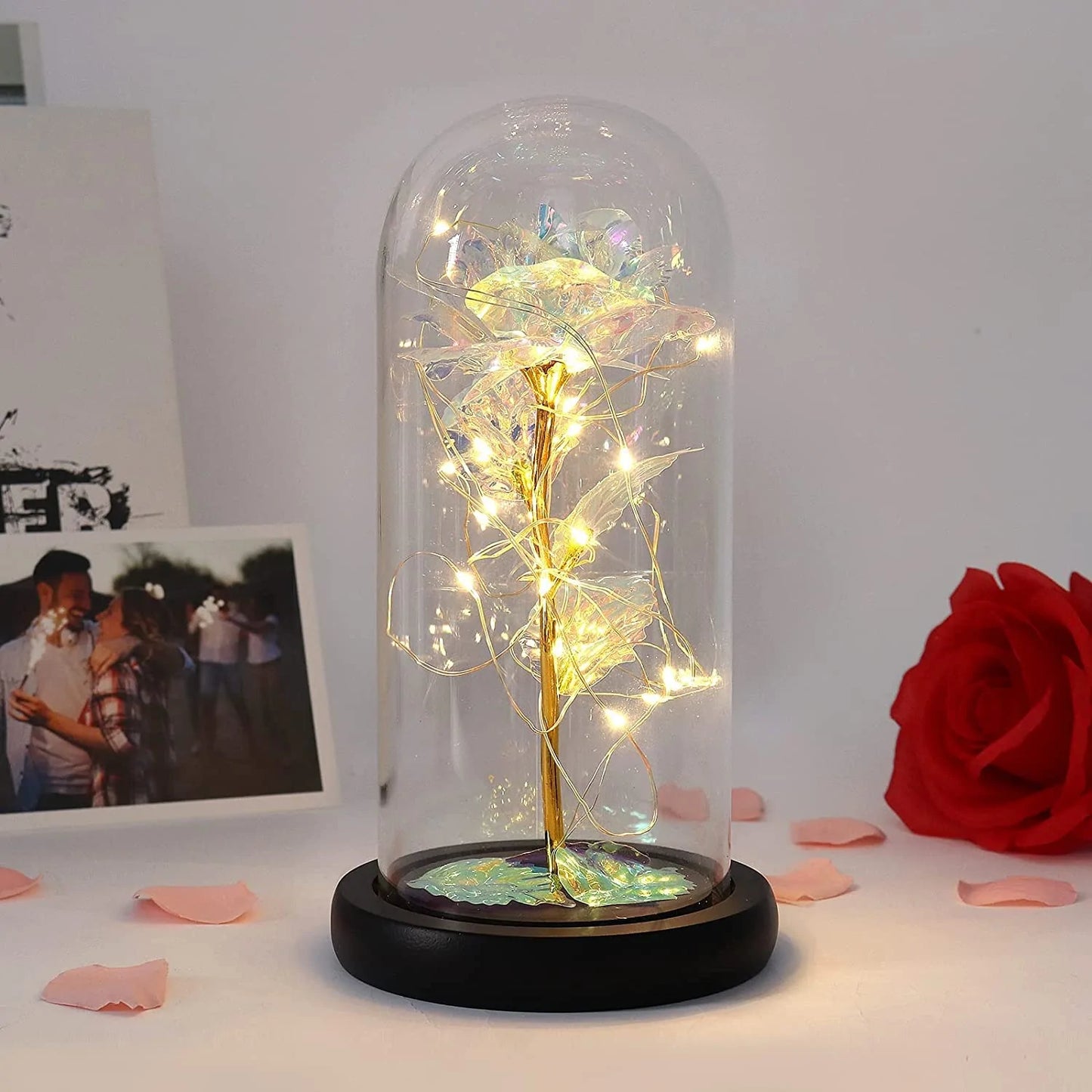 Exclusive Eternal Galaxy Rose LED Flower in Glass Dome