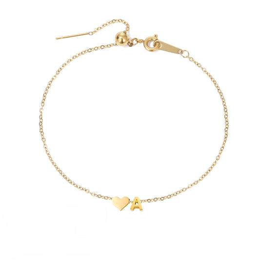 (*Spring Sale*) Dainty Sweet Heart Initial Bracelet
