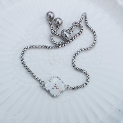 (*Summer Sale*) Four Leaf Clover Initial Bracelet