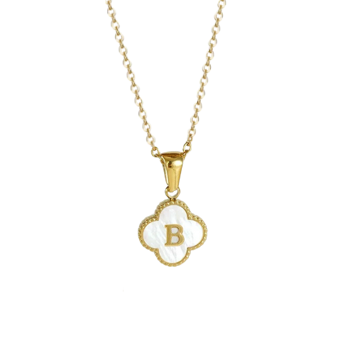 (*Summer Sale*) Four Leaf Clover Initial Necklace