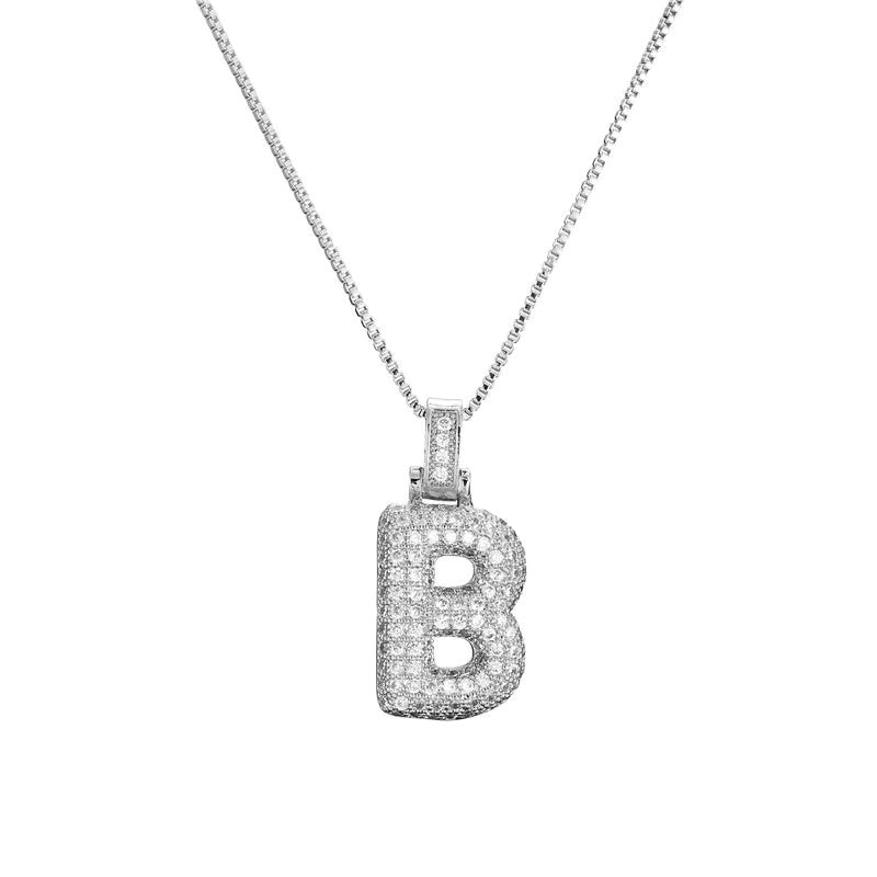Chunky Ice Letter Initial Necklace