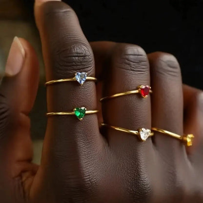 Mini Heart Birthstone Ring 