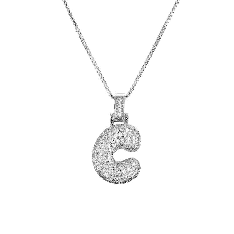 Chunky Ice Letter Initial Necklace