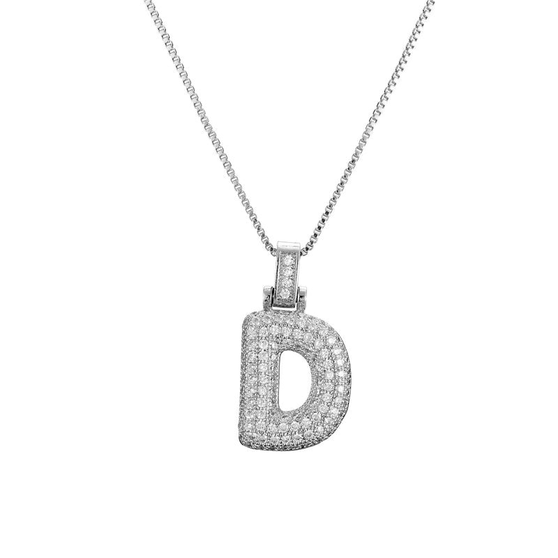 Chunky Ice Letter Initial Necklace