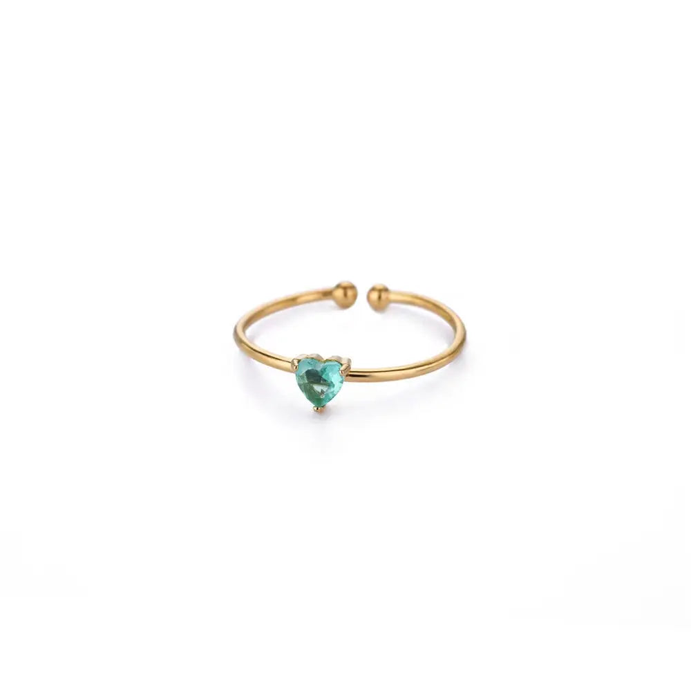 Mini Heart Birthstone Ring 