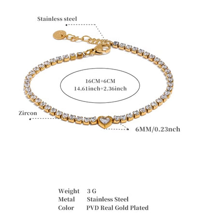 Mini Sparkling Heart Tennis Bracelet