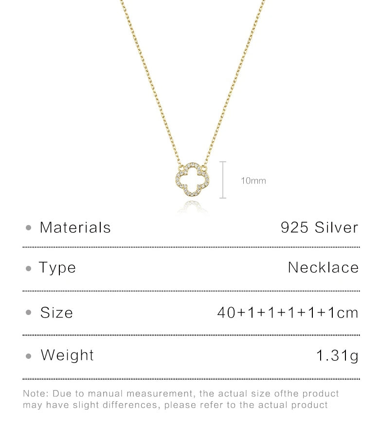 Sterling Silver Hollow Clover Necklace