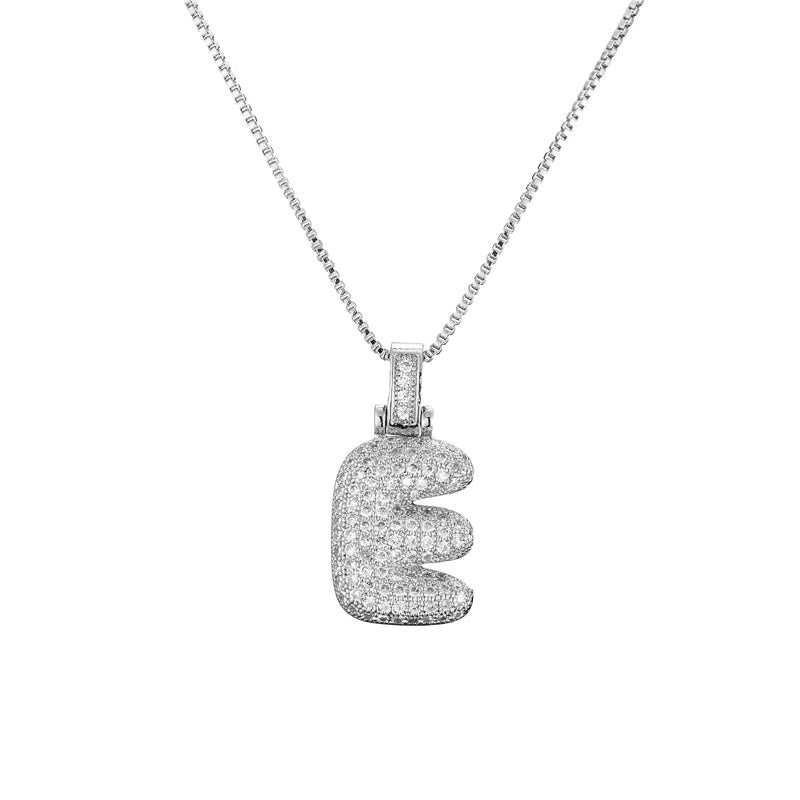 Chunky Ice Letter Initial Necklace