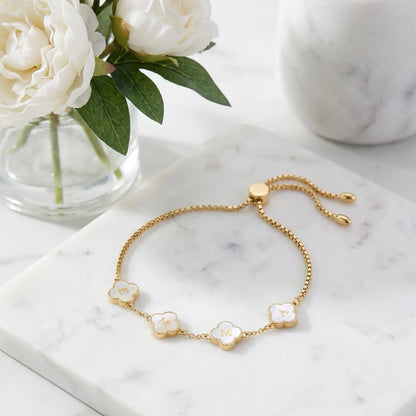 (*Spring Sale*) Pearl Clover Custom Name Bracelet 