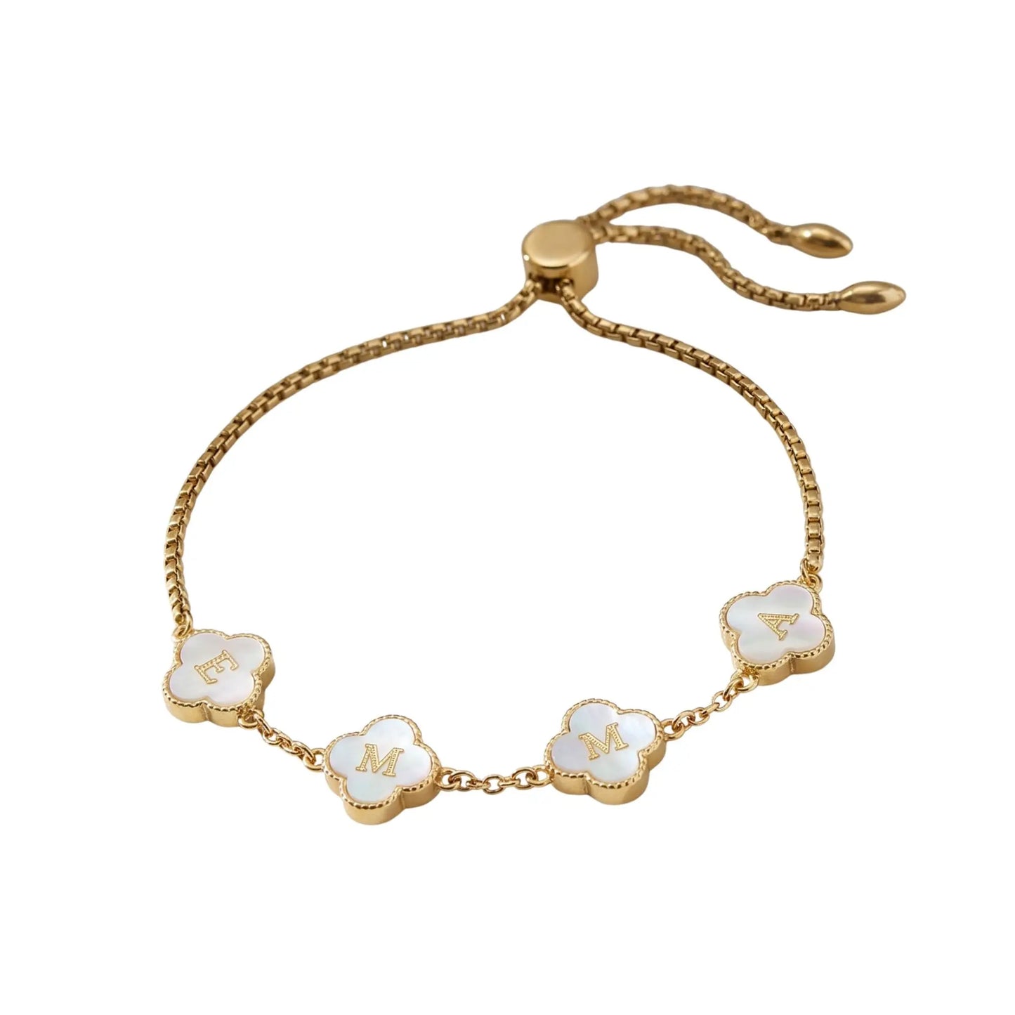 (*Spring Sale*) Pearl Clover Custom Name Bracelet 